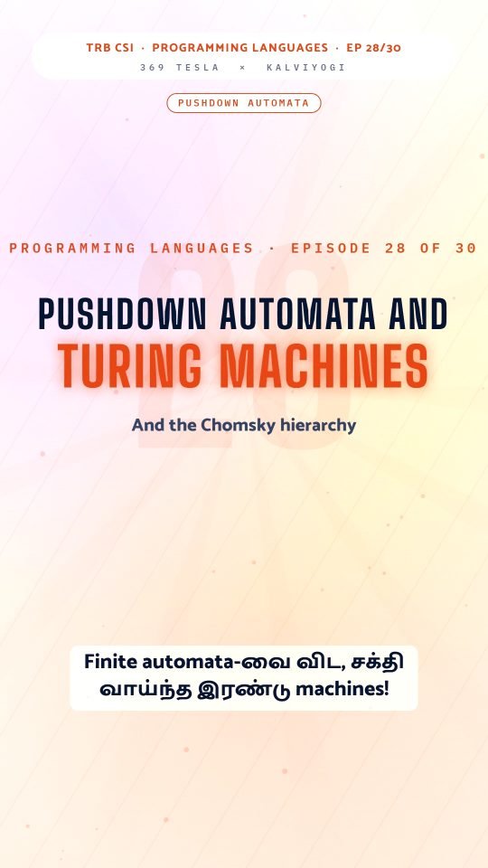 Lesson thumbnail: TRB CSI PPL Part1 EP28 Pushdown Automata and Turing Machines 9x16