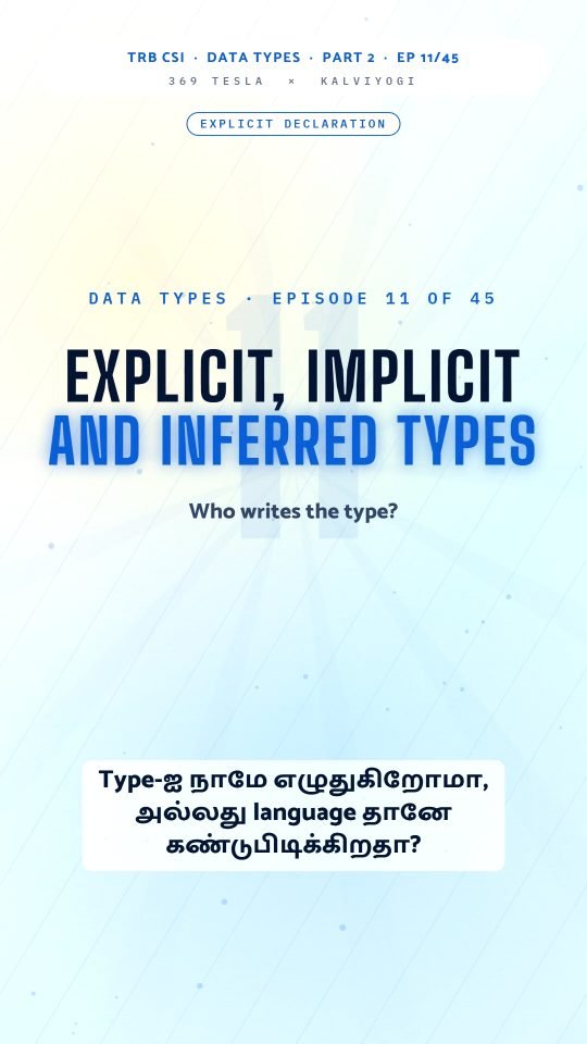 Lesson thumbnail: TRB CSI PPL Part2 EP11 Explicit Implicit and Inferred Types 9x16