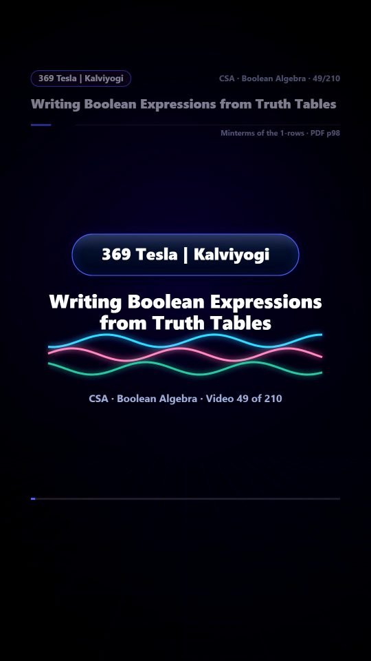 Lesson thumbnail: 49 Writing Boolean Expressions from Truth Tables