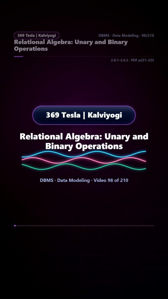 Lesson thumbnail: 98 Relational Algebra Unary and Binary Operations