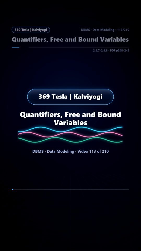 Lesson thumbnail: 113 Quantifiers Free and Bound Variables