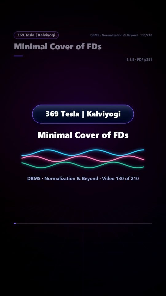 Lesson thumbnail: 130 Minimal Cover of FDs