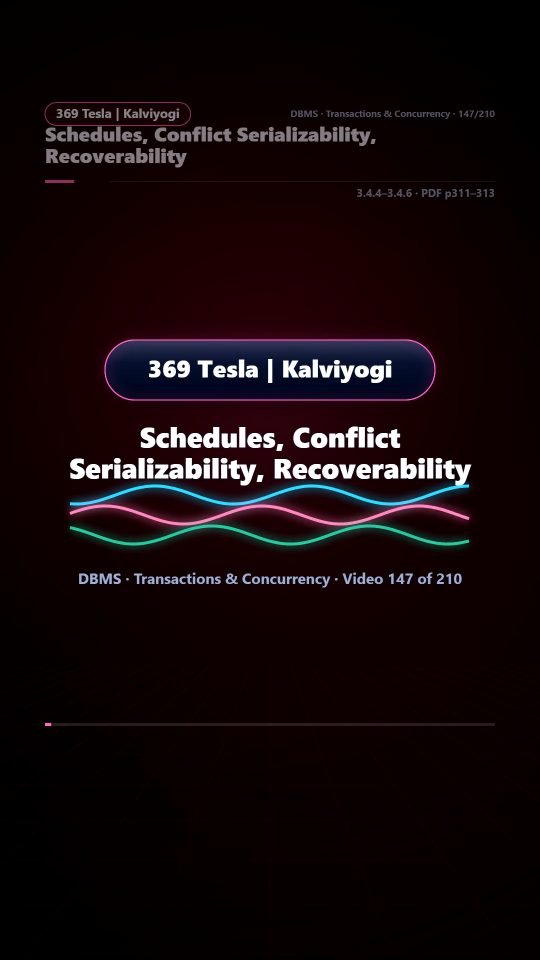 Lesson thumbnail: 147 Schedules Conflict Serializability Recoverability