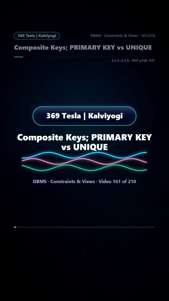 Lesson thumbnail: 161 Composite Keys PRIMARY KEY vs UNIQUE
