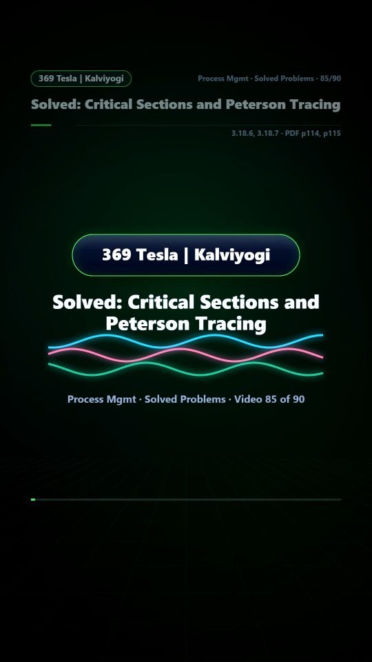 Lesson thumbnail: 85 Solved Critical Sections and Peterson Tracing